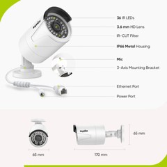 SANNCE 2PCS 5MP POE Security Camera Audio Mic Outdoor Video Night for N98PBD NVR