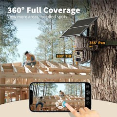 4G LTE Solar Security Camera – 2K 360 ° View, No WiFi/Power Needed, Remote APP,
