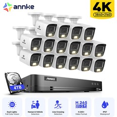 ANNKE 16CH 4K 5IN1 DVR 8MP AI Security Camera System Outdoor Color Night H.265+
