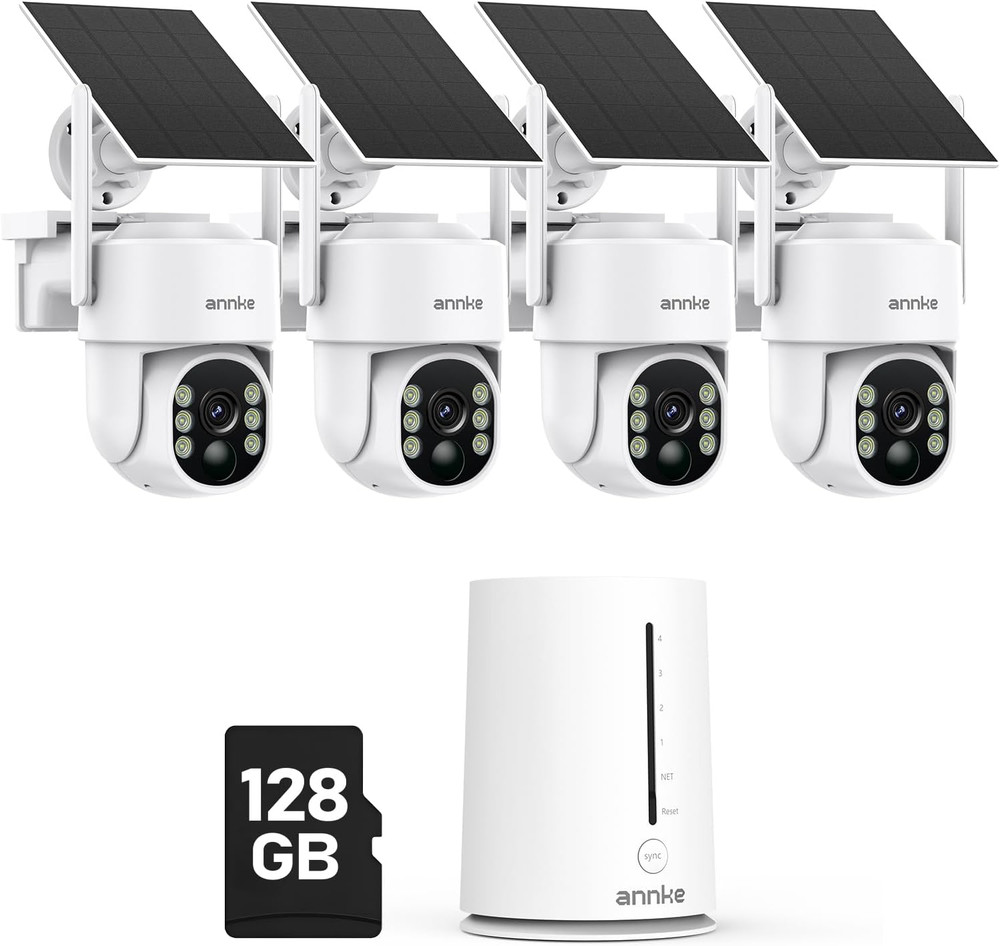 4MP Solar Security Cameras Wireless Outdoor, 5MP 4 Cam-Kit Home Security Camera