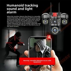 5MP 4 Lens Home Security WiFi Camera Outdoor 10K Wireless 4 Screens 16X Zoom PTZ
