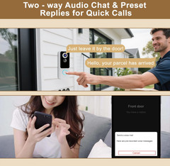 Videoportero WiFi 2K Inalámbrico con Audio, Detección y Timbre Inteligente