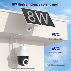 5MP Wireless Solar Powered Security Camera Outdoor WiFi PTZ Home 24/7 Recording