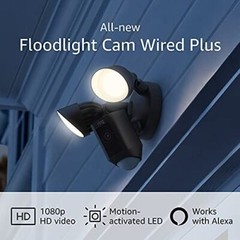 Ring Floodlight Cam Wired Plus with motion-activated 1080p HD video, Black (2021
