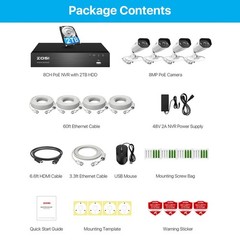 ZOSI 8CH 4K NVR 8MP POE Security IP Camera System 2TB Audio Record Human Detect
