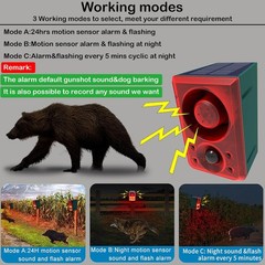 Solar Outdoor Motion Sensor Alarm-Dog Barking&Gunshot Sound,Support Recording