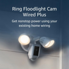 Floodlight Cam Wired plus with Motion-Activated 1080P HD Video, White (2021 Rele