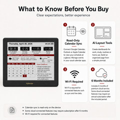 Kylendar 7″ Customizable E-Ink Business Calendar, Real-Time Finance Dashboard V2
