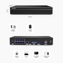 SANNCE 4K 8CH 8MP NVR 5MP PoE IP Security Camera System Outdoor Audio Recording