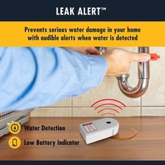Leak Alert Electronic Water Leak Detector & Flood Sensor Alarm with 90dB Audio D