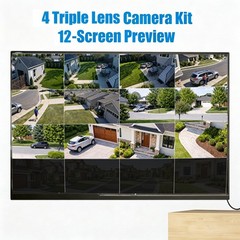Wireless Security Camera System 4-Cam Outdoor PTZ Triple Lens Color Night Vision