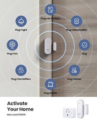 Wireless Door Sensor Outlet Plug Kit – Mini Contact Window Sensor, 130ft Range,