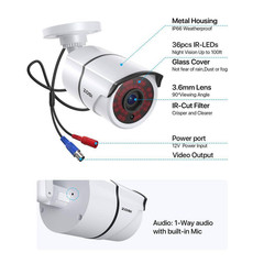 1080P Full HD TVI Hardwired Home Security Camera with Audio Recording 120 Ft. Ni
