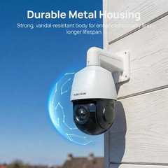 Vikylin 4K 8MP 25X Zoom PoE Security Camera PTZ Auto Tracking Outdoor 2Way Audio