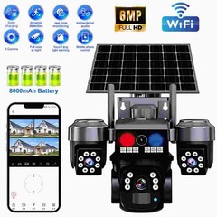 3 Lens HD 6MP WiFi Solar Camera Wireless Outdoor CCTV PTZ Home Security IR Cam