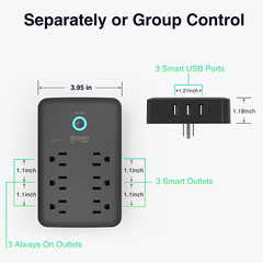 Gosund 3 USB 6 Ports Smart Plug Sockets Outlet Extender Wall Adapter Anti-surge