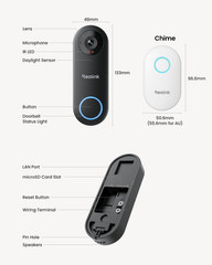 REOLINK Video Doorbell Wifi Camera – Wired 2K Outdoor, 5G&2.4G Wifi, 4:3 Wide Vi