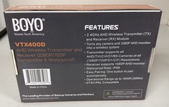 BOYO VTX400D 2.4GHz AHD Wireless Transmitter and Receiver Camera Comp&Waterproof