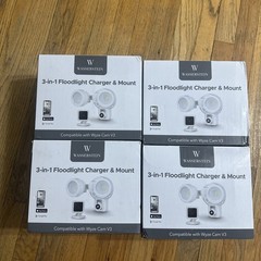 4 lot Wasserstein 3-in-1 Floodlight Charger Mount Wyze Cam V3 1500 Lumens White
