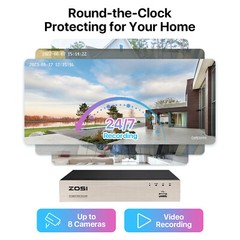 ZOSI 8CH 5MP Lite DVR 2MP Home Security Camera System 24/7 Remote IR Night CCTV