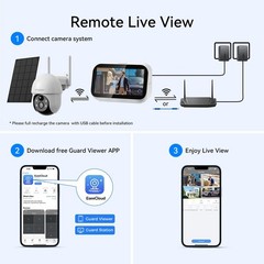 4MP Outdoor 2.4G&5G WIFI Solar Security Camera System 4.3” Monitor Color Night