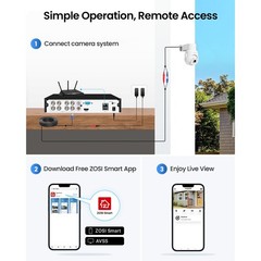 ZOSI 8CH 2-Way Audio 3MP Wireless Solar Battery Security Outdoor Camera System