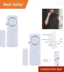 Quick Install 2 Pack Door Window Alarm – 110dB Loud, Battery Powered Safety