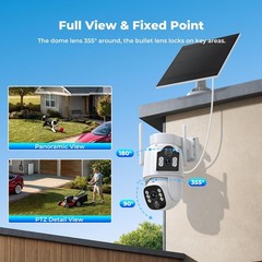 Solar Wireless Home Security Camera System Wifi Camera Dual Lens with 10CH NVR