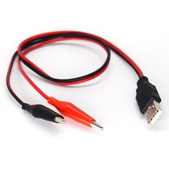 1set 0.5M/1.65Ft USB A Male To Dual Alligator Clip Test Cable DC Power Lead