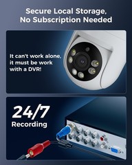5MP HD-TVI Dome PTZ Security Camera, 355° Pan, 90° Tilt, 100ft IR Night Vision,