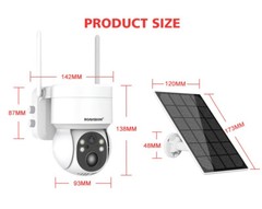 Powerful 1080P HD Wifi Solar Security Camera Full Color Night Vision IP66, ICSee