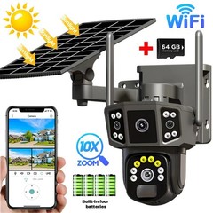 Solar Battery Powered Wireless WiFi Outdoor Pan/Tilt Home Security Camera System