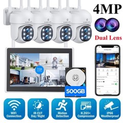 10CH 2K 4MP WIFI NVR HDD Wired Security Camera System with Monitor 360° Pan/Tilt