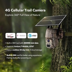 Camouflage 4G LTE Cellular Solar Powered Surveillance Security Camera for Home&O