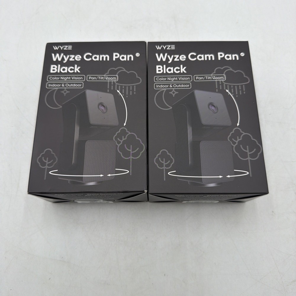 Lot Of Two Wyze Cam Pan v3 Indoor/Outdoor IP65 1080P 360° Pan/Tilt/Zoom Wi-Fi