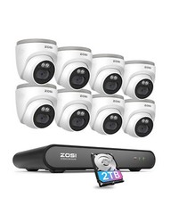 ZOSI 8CH 4MP 2.5K Home Security PoE IP Camera System Color Night Vision 2TB