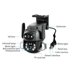WIFI Outdoor 128GB Security Camera Dual Lens Motion Tracking PTZ CCTV Wide Angle
