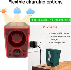 Solar Outdoor Motion Sensor Alarm-Dog Barking&Gunshot Sound,Support Recording