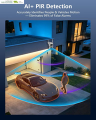 130° Wide View, AI Human Detection, 2.4/5.8Ghz Dual-Band Wifi, Solar Powered, Fr