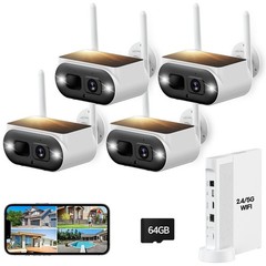 Solar Powered Wireless Home Security Cameras System Outdoor Color Night Vision