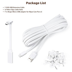 25FT Power Extension Cable Compatible with WYZE Cam OG, Cam V4/V3/V3 Pro, Cam Pa