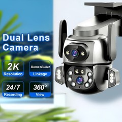 WIFI Outdoor 128GB Security Camera Dual Lens Motion Tracking PTZ CCTV Wide Angle