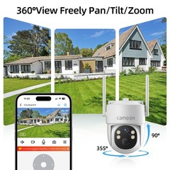 outdoor Home Security Camera Solar Panel 360°PTZ Wireless 2K Outdoor Audio