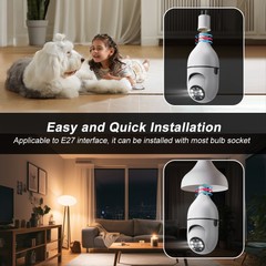 360° WiFi Wireless Light Bulb Camera Home Security 5MP IR Color 2-Way Audiio