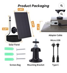 Solar Panel for Security Camera, Battery Kit with Built-in 6000mAh Rechargeable