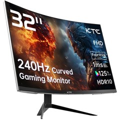 KTC 32″ 240Hz 1ms 1500R Curved Gaming Monitor 1080P 125% sRGB FreeSync/G-Sync