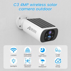 ARCCTV Outdoor Security Camera System Solar 4MP Battery Wireless 2Way Audio 5GHZ