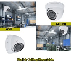 4x HD 1080p Dome CCTV Security Camera and Power Supply with DC Power connectors