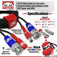 CCTV Cable Camera Security Surveillance BNC Extension Wire Power Video DVR 200FT