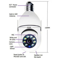 360° 1080P IP E27 Light Bulb Camera